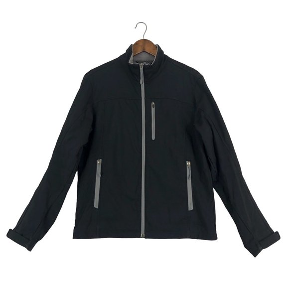 Eddie Bauer Black Softshell Jacket Men's Size Small Fleece Lined Full Zip - Picture 1 of 10
